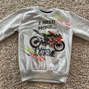 Kids Gray Motorcycle Graphic Sweatshirt